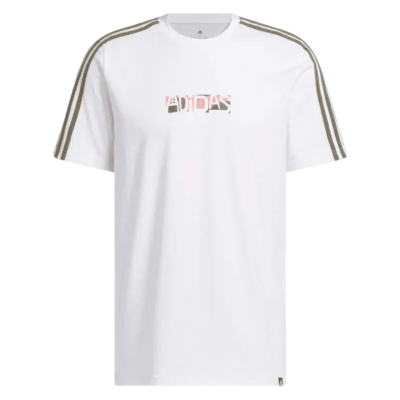 Adidas Mens Sport Optimist 3-Stripes Sportswear Graphic T-Shirt