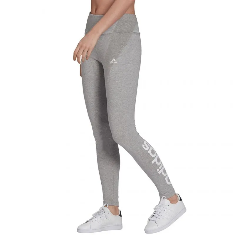 Adidas Women's High-Waist Gray Leggings with Iconic Logo - Perfect for Training and Lifestyle