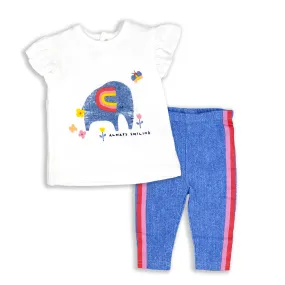 Baby Girl's T-shirt & Leggings Set - Elephant