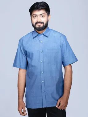 Blue Handwoven Organic Cotton Formal Men Shirt