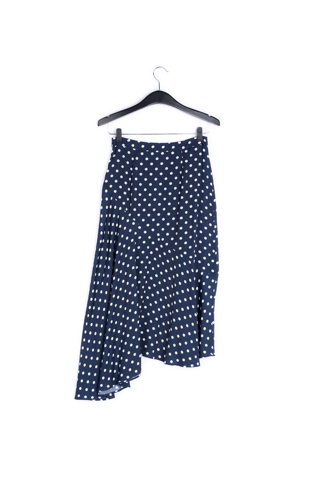 Dark blue polka dot midi skirt