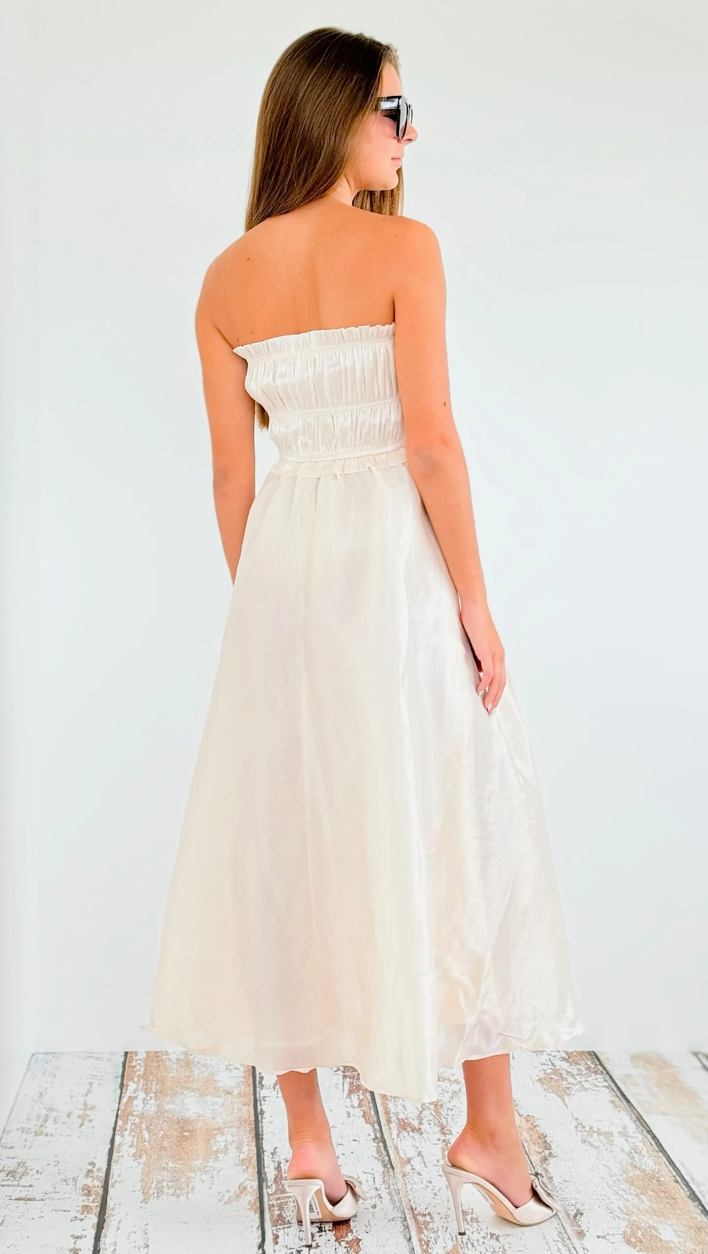 Draped Off Shoulder Maxi Dress