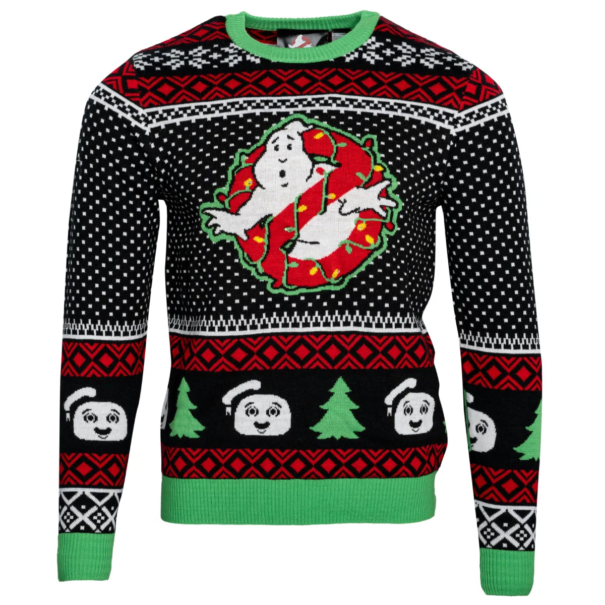 JulesRoche Ghostbusters Ugly Christmas Sweater Light-Up Design
