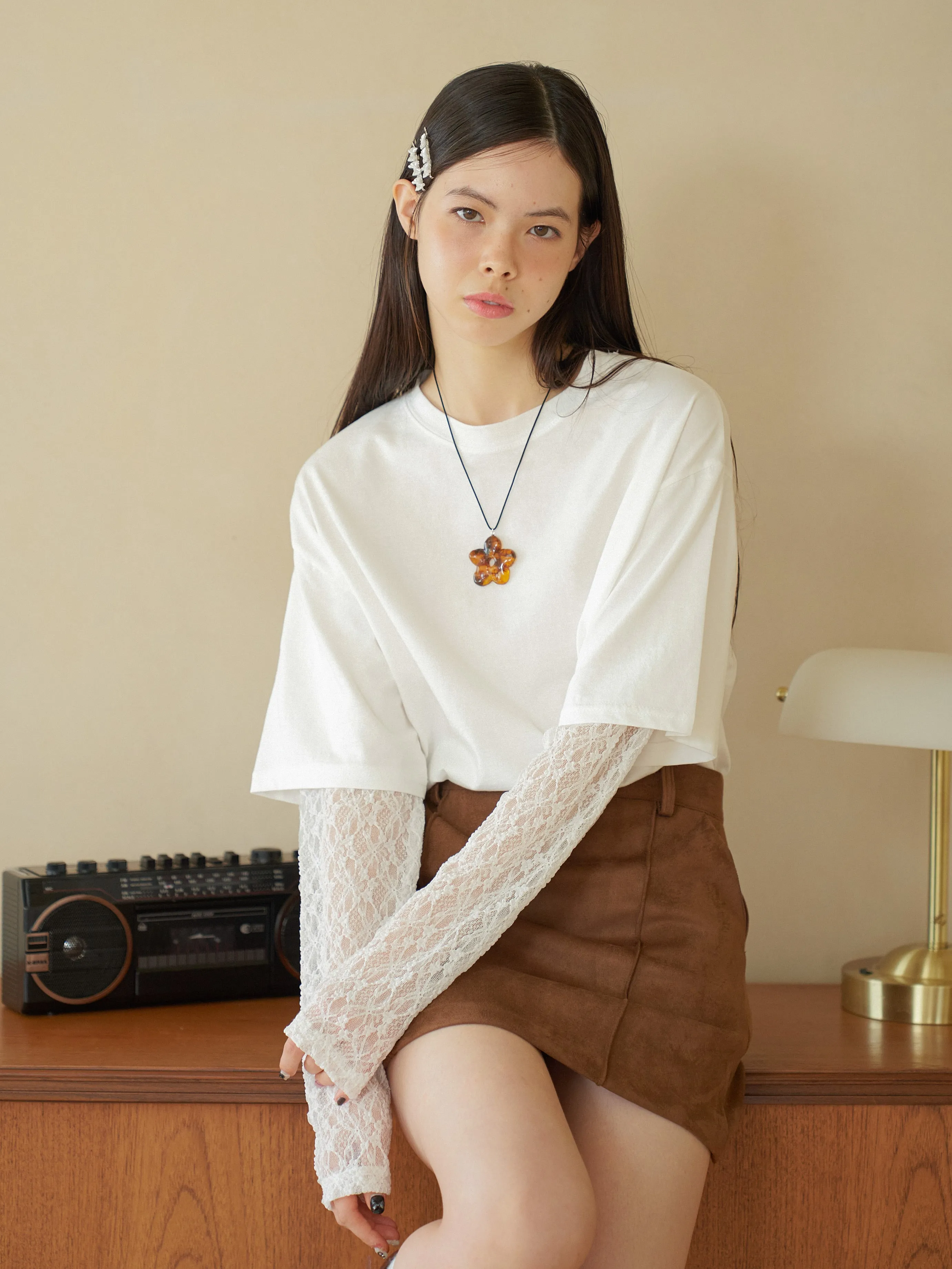Lace Layered Oversized T-shirt