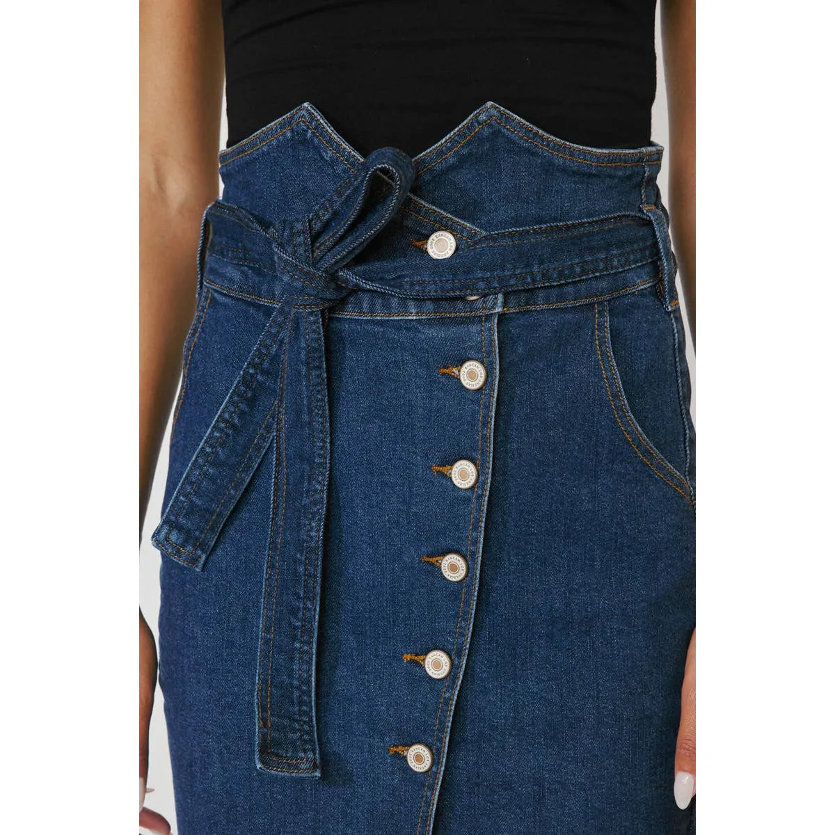 Midi Button Denim skirt