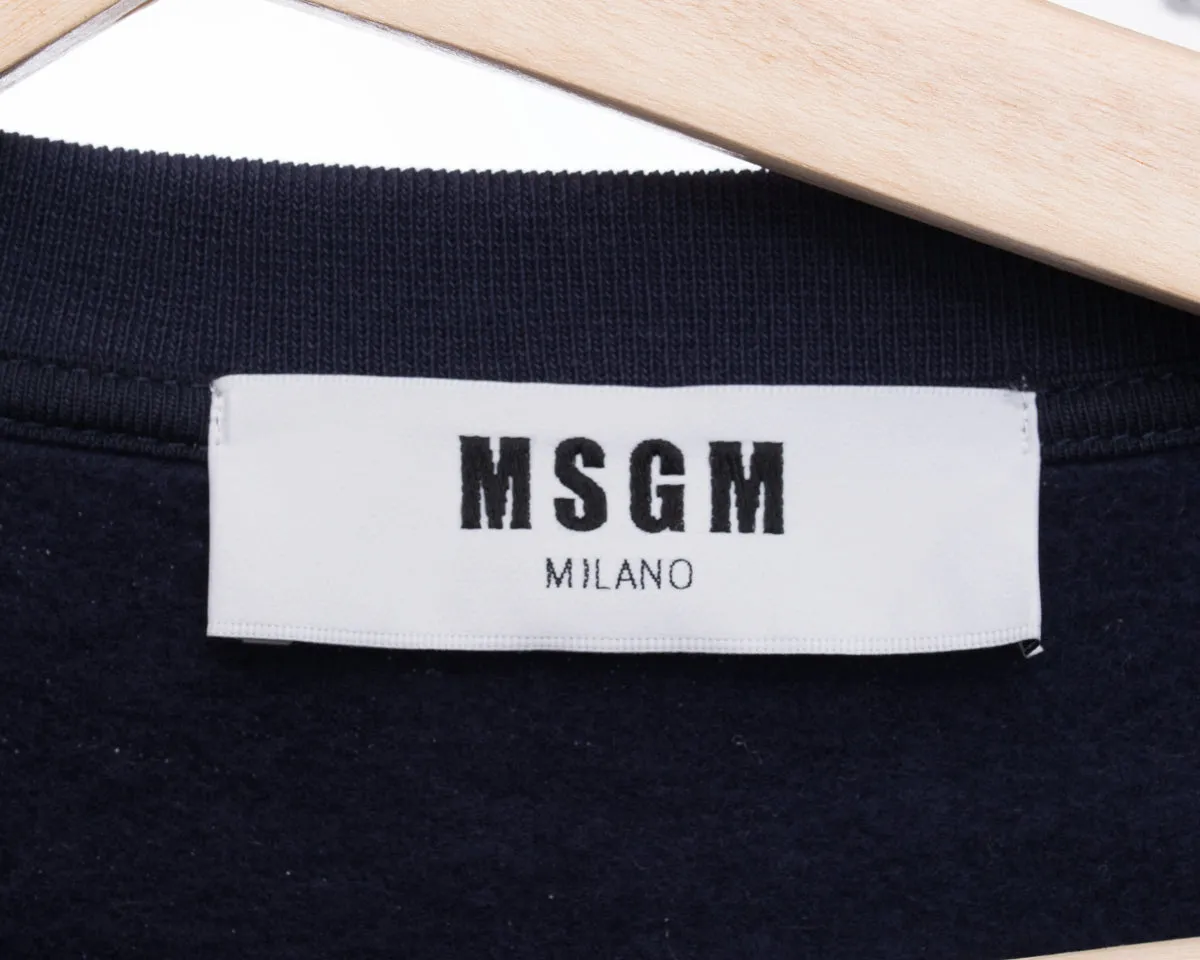 MSGM Navy Ruffle Pullover Sweatshirt - S