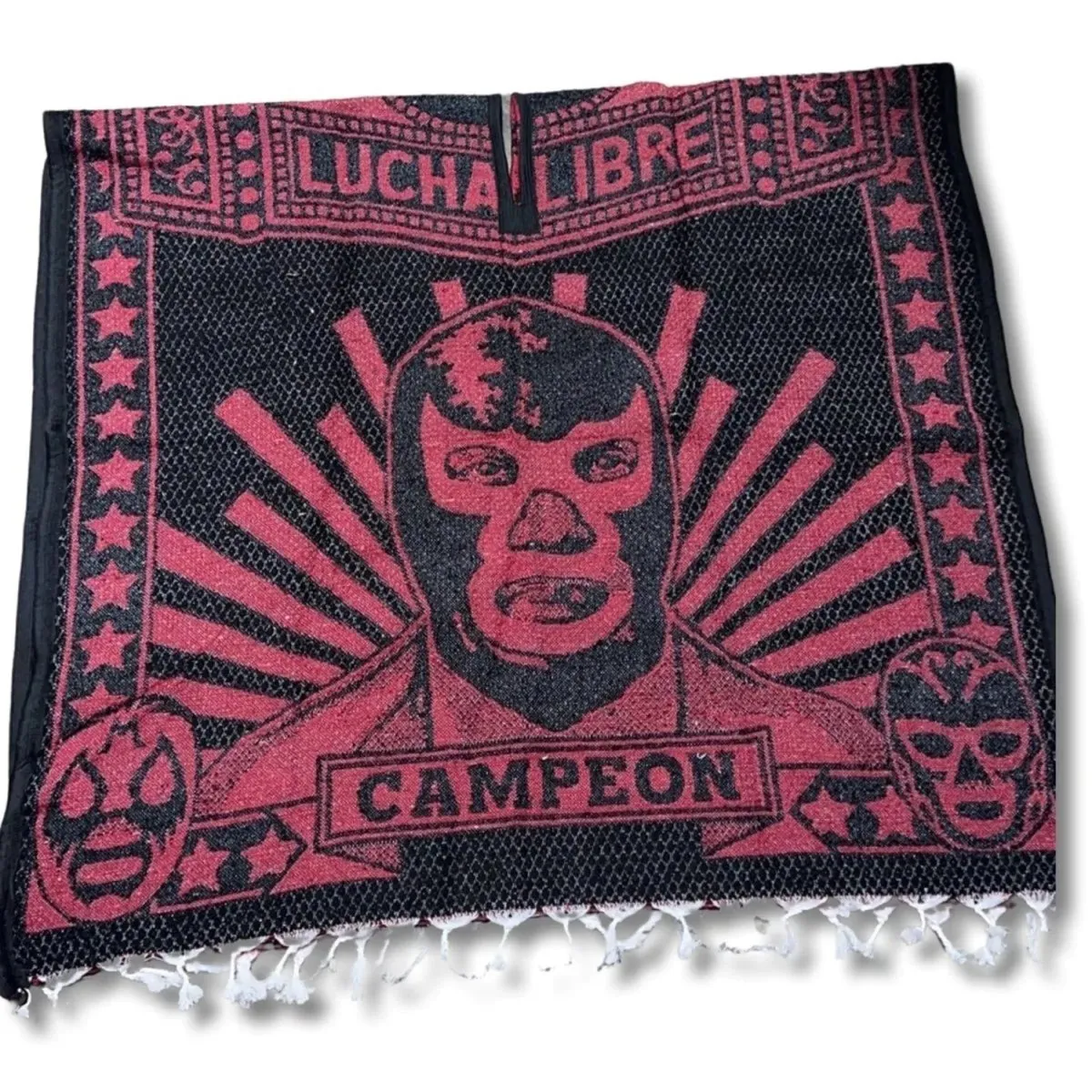 Poncho con Lucha Libre Bordado Doble Vista Artesanal imp-73131