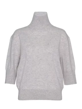 Recycled Cashmere Turtleneck Sweater (Soft Grey Heather)