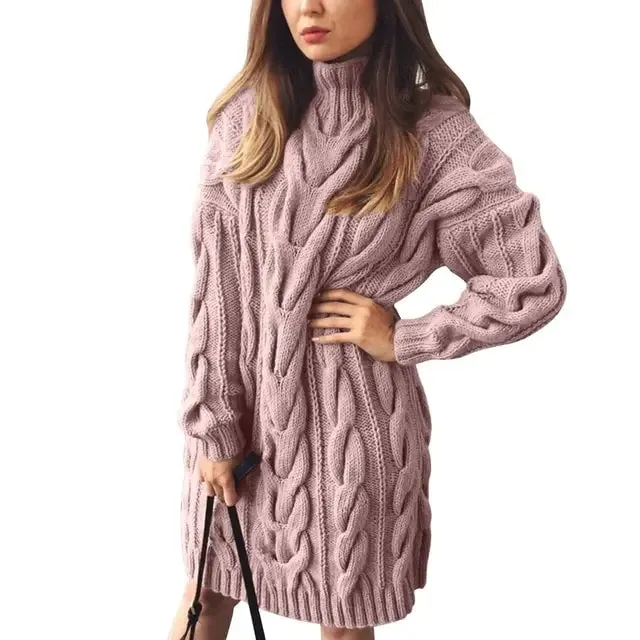 Turtleneck Twist Knitted Cable Sweater