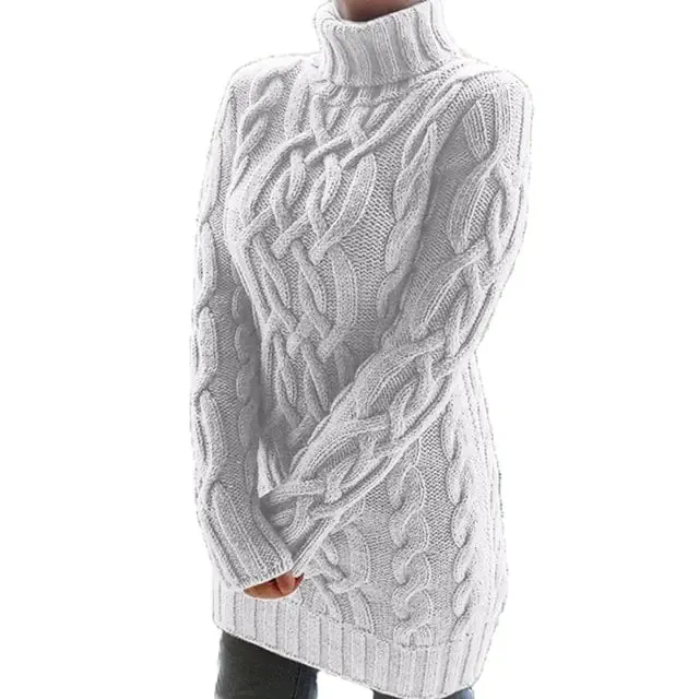 Turtleneck Twist Knitted Cable Sweater