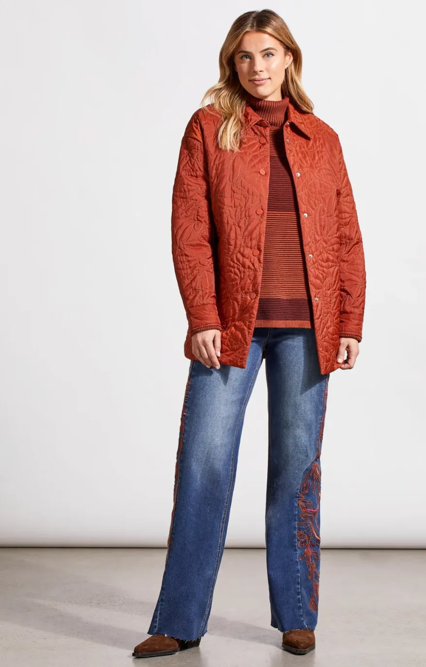 Two-Tone Ottoman Turtleneck Tunic Sweater