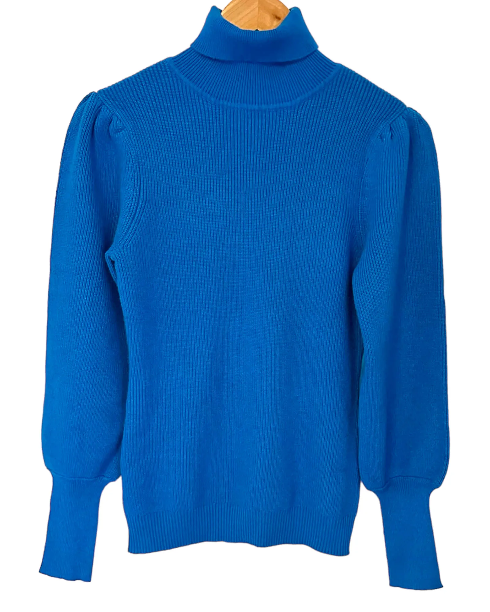 Warm Spring Directoire Puff Sleeve Turtleneck Sweater