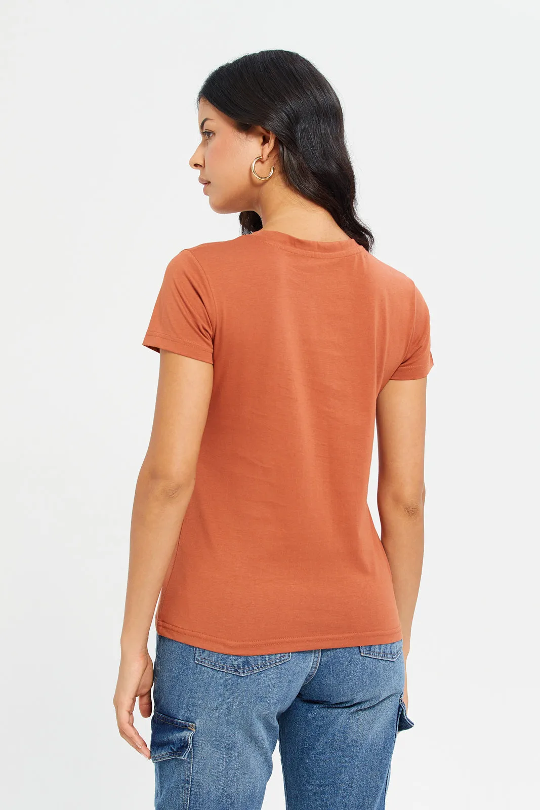 Women Rust Basic T-Shirt