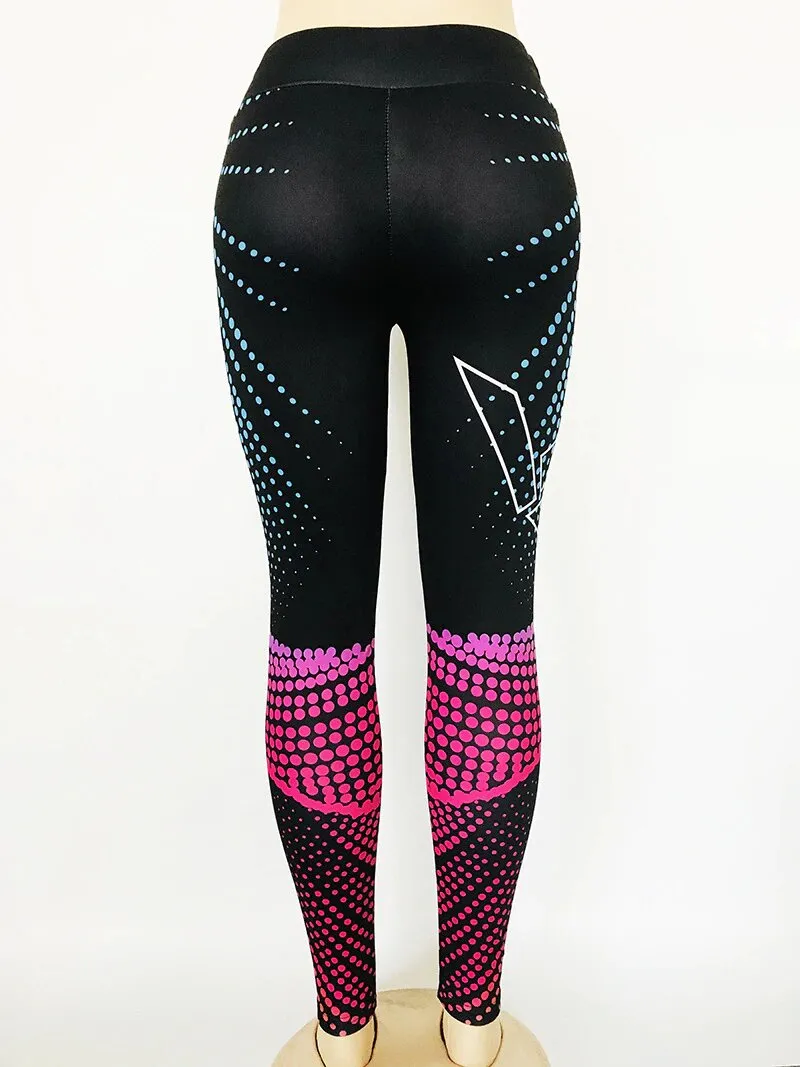 Women's Summer Workout Leggings With Fluorescent Elements