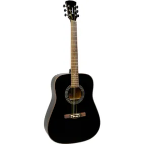 Woodstock 41" Solid Top Black Dreadnought Guitar